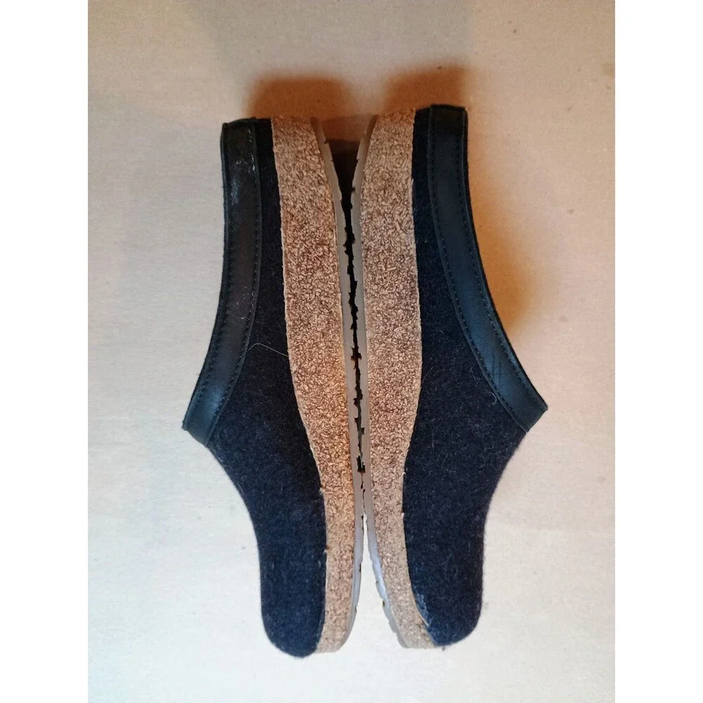 Haflinger Men’s GRIZZLY Charcoal Gray Wool Clogs Slippers Size 43 US Sz 10